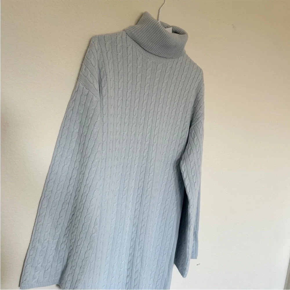 Helsa Shai Cable Knit Maxi Dress Pale Blue NWT - Picture 6 of 9